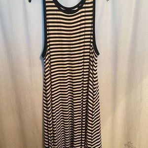 Striped jersey knit sleeveless swing dress